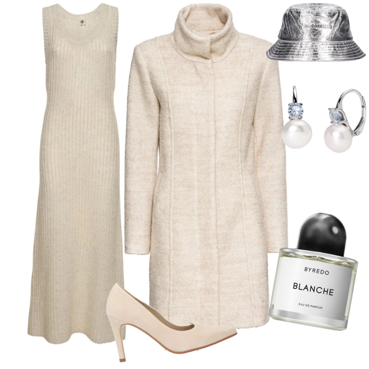 Outfit donna - December bride. Stile Bon Ton per Cerimonia. Abbinamento con cappotti, décolleté, profumi, orecchini, vestiti, cappelli.