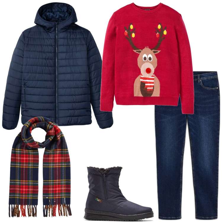 Outfit uomo - Santa Claus is coming con Bonprix. Stile Casual per Tutti i giorni. Abbinamento con jeans dritti, stivali e stivaletti, maglieria, giacche, sciarpe.