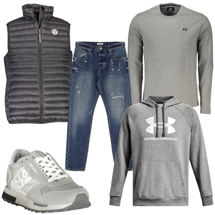 Outfit uomo - La felpa con il jeans. Stile Casual per Tutti i giorni. Abbinamento con jeans dritti, felpe con cappuccio, giacche, sneakers, t-shirt.