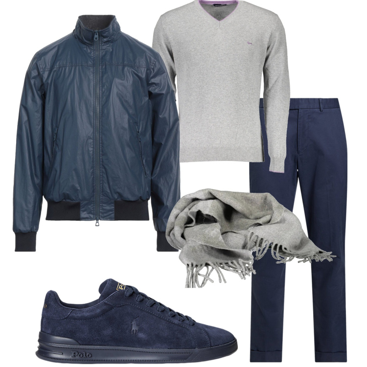 Outfit uomo - Serata con amici. Stile Urban per Serata speciale. Abbinamento con giacche, sneakers, pantaloni chino, maglieria, sciarpe.