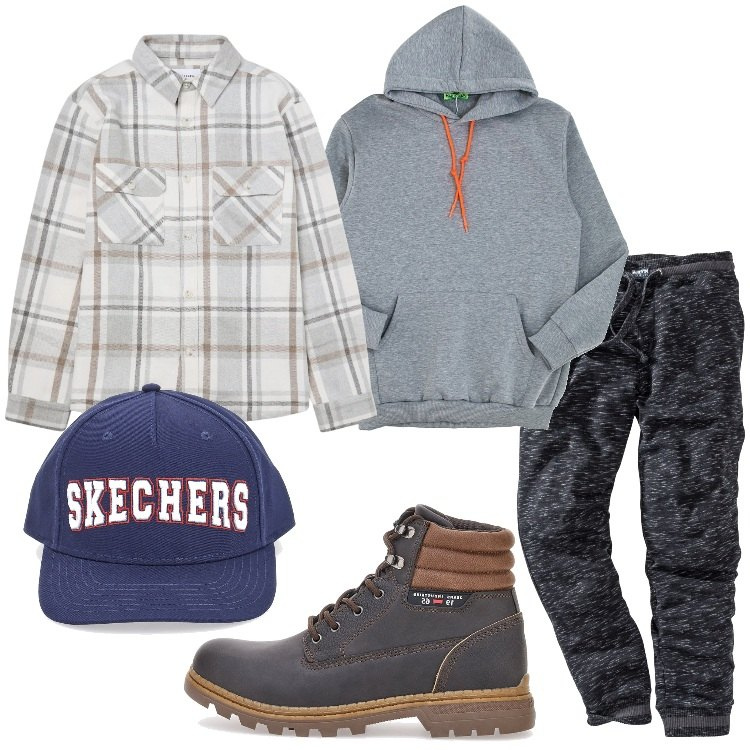 Outfit uomo - Una pizza con gli amici. Stile Urban per Serata speciale. Abbinamento con pantaloni, cappotti, felpe con cappuccio, stivali e stivaletti, cappelli.