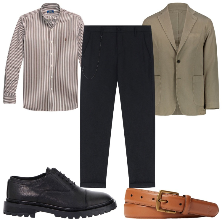 Outfit uomo - Total look #2017325. Stile Casual per Tutti i giorni. Abbinamento con scarpe stringate, pantaloni, cinture, camicie, giacche.