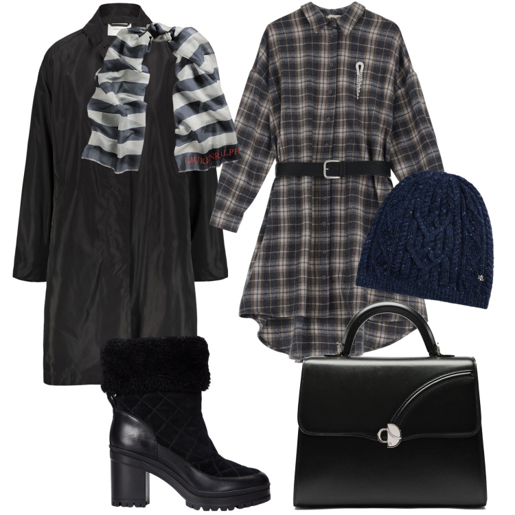 Outfit donna - Brrr che freddo fa. Stile Urban per Tutti i giorni. Abbinamento con vestiti corti, stivaletti, berretti, sciarpe, trench, borse a mano.
