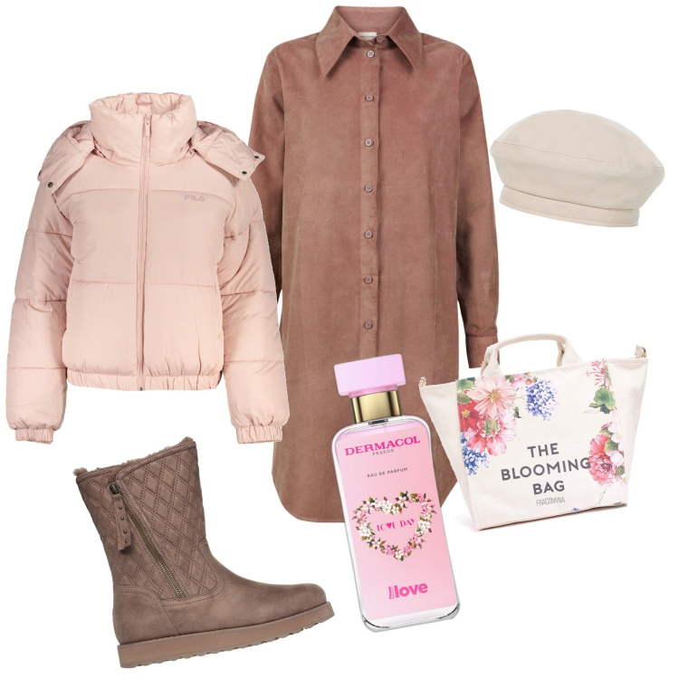 Outfit donna - Fiorisce l inverno. Stile Trendy per Tutti i giorni. Abbinamento con profumi, borse tote, cappelli e berretti, vestiti chemisier, stivaletti, blazer.