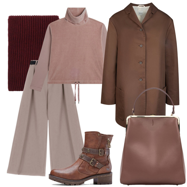 Outfit donna - Velluto per il giorno. Stile Casual chic per Ufficio. Abbinamento con stivaletti, pantaloni, sciarpe, felpe, trench, borse a spalla.