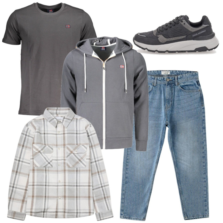 Outfit uomo - Casual. Stile Casual per Tutti i giorni. Abbinamento con jeans, cappotti, sneakers, felpe con cappuccio, t-shirt.