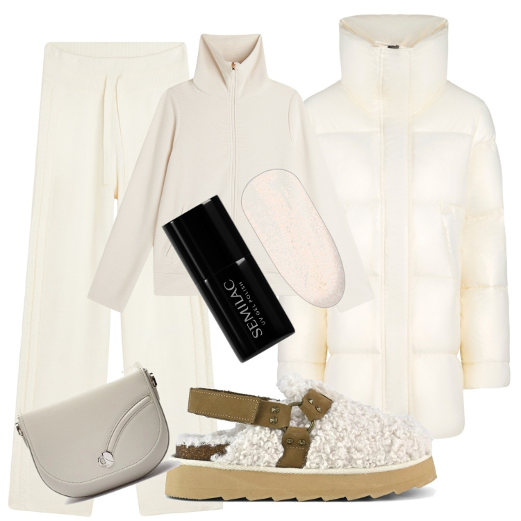Outfit donna - Total White. Stile Sporty chic per Tutti i giorni. Abbinamento con smalti, pantaloni, felpe, blazer, sabot, borse a tracolla.