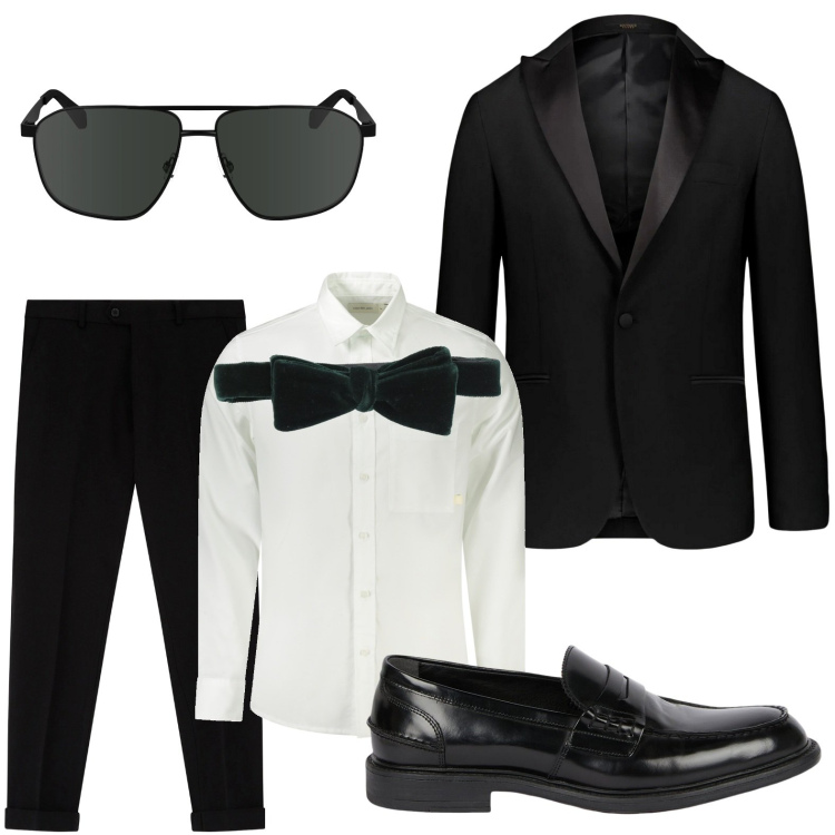 Outfit uomo - E\' tempo di Party. Stile Urban per Serata speciale. Abbinamento con cravatte, pantaloni, abiti, scarpe stringate, camicie, occhiali da sole.