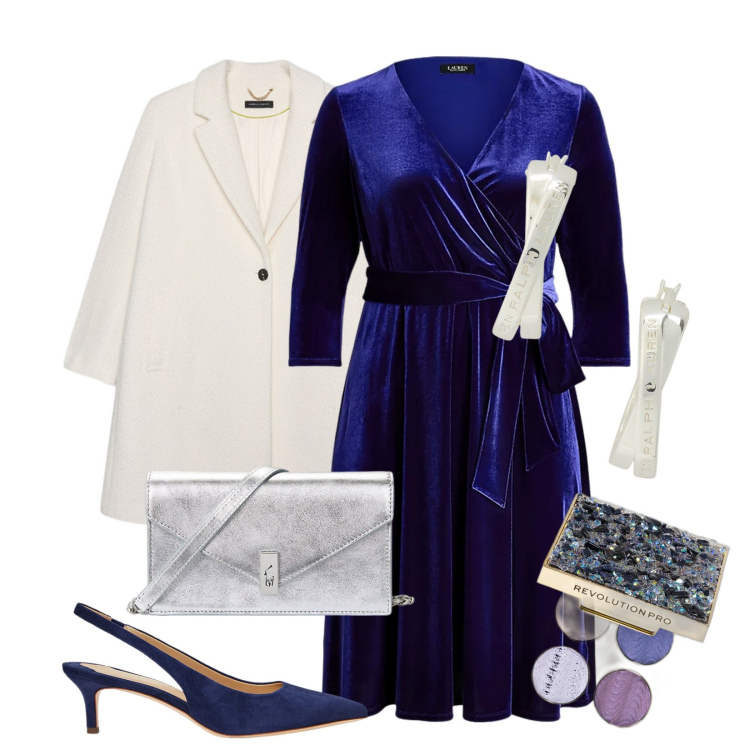 Outfit donna - Total look #2017439. Stile Glamour per Serata fuori. Abbinamento con ombretti, vestiti, clutch, orecchini, décolleté, cappotti.