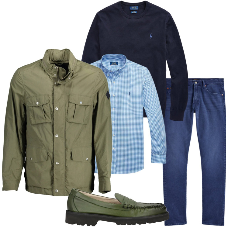 Outfit uomo - La giacca antivento. Stile Casual per Tutti i giorni. Abbinamento con scarpe stringate, maglieria, jeans, camicie, trench.