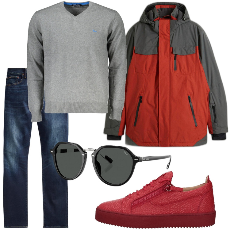 Outfit uomo - Sempre trendy. Stile Trendy per Tutti i giorni. Abbinamento con giacche, sneakers, jeans, occhiali da sole, maglieria.