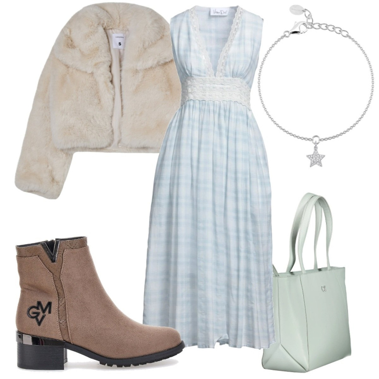 Outfit donna - Total look #2017464. Stile Boho per Tutti i giorni. Abbinamento con vestiti midi/longuette, blazer, braccialetti con ciondoli, stivaletti, borse a spalla.