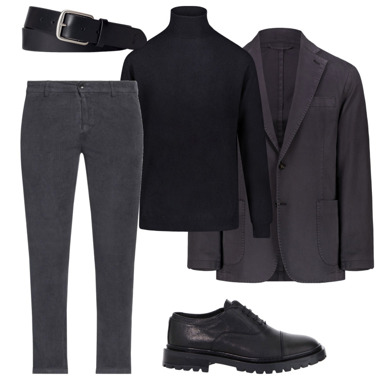 Outfit uomo - Riunione in ufficio. Stile Business/Elegante per Ufficio. Abbinamento con pantaloni, scarpe stringate, cinture, maglieria, giacche.