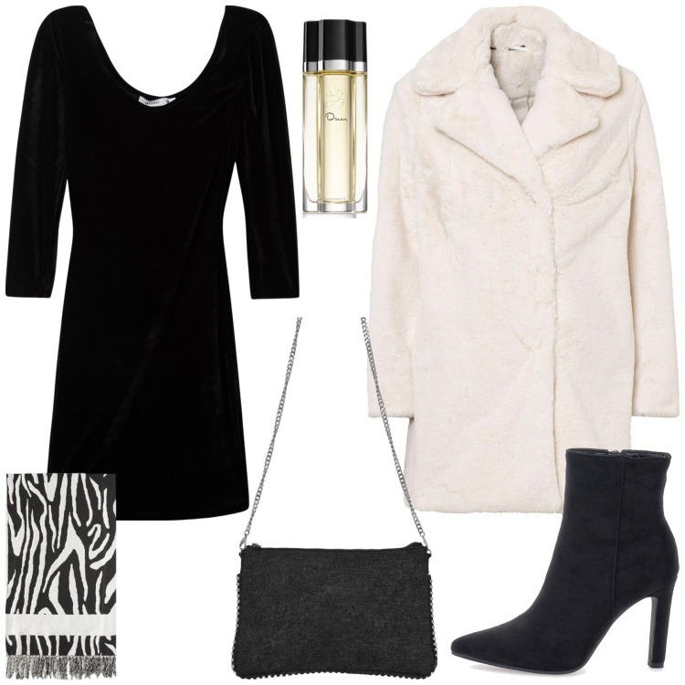 Outfit donna - Velvet mini dress. Stile Sexy per Serata fuori. Abbinamento con ecopellicce, profumi, vestiti lunghi, borse a tracolla, stivaletti, sciarpe.