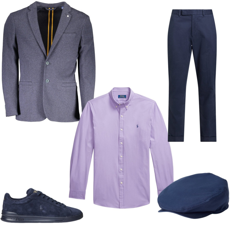 Outfit uomo - Il copricapo immancabile. Stile Casual per Serata speciale. Abbinamento con cappelli, sneakers, pantaloni chino, camicie, giacche.
