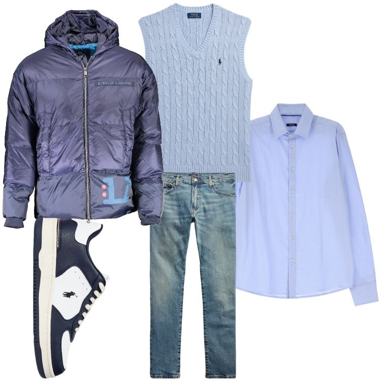 Outfit uomo - Il gilet a trecce. Stile Casual per Tutti i giorni. Abbinamento con camicie, jeans, maglieria, sneakers, piumini.