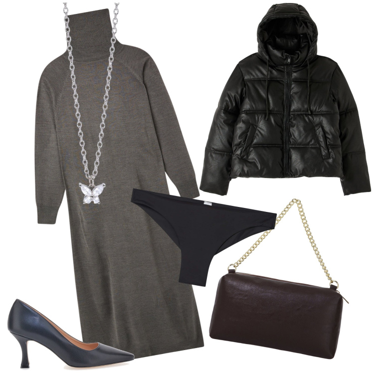 Outfit donna - L abito per l ufficio. Stile Urban per Ufficio. Abbinamento con culotte, vestiti lunghi, piumini, collane, borse a tracolla, décolleté.