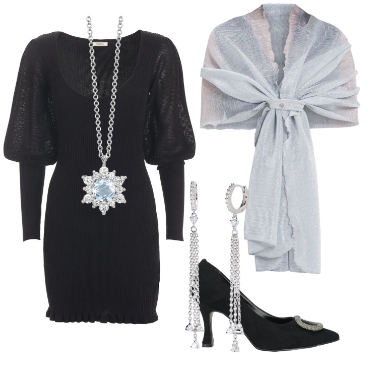 Outfit donna - Total look #2017672. Stile Chic per Serata fuori. Abbinamento con décolleté, orecchini, collane, stole, vestiti.