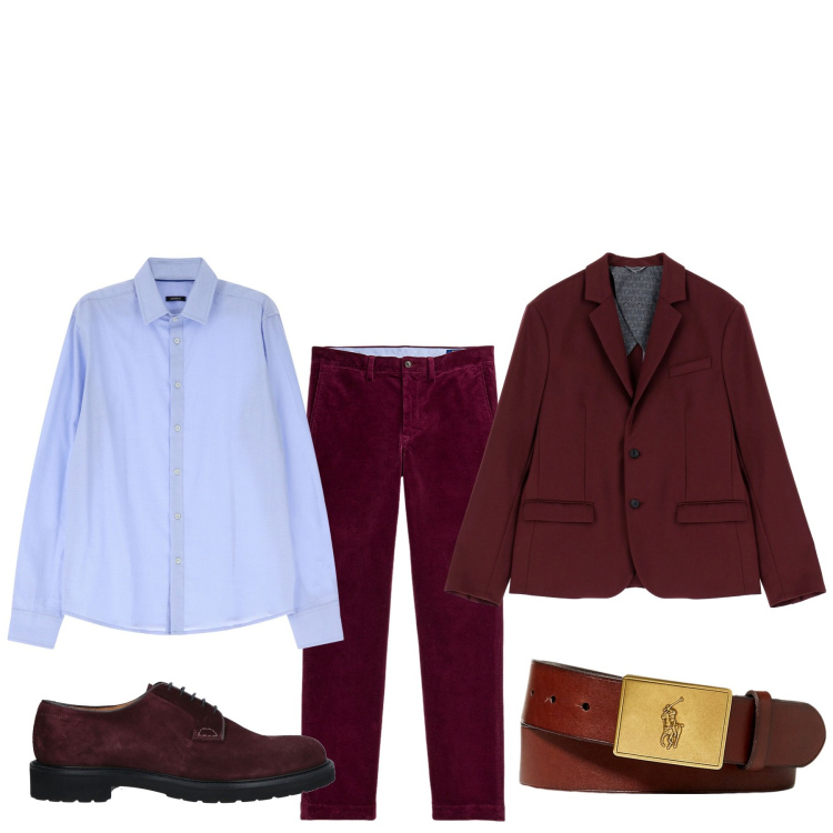 Outfit uomo - Diciottesimo di mio nipote. Stile Business/Elegante per Serata speciale. Abbinamento con scarpe stringate, giacche, camicie, pantaloni, cinture.