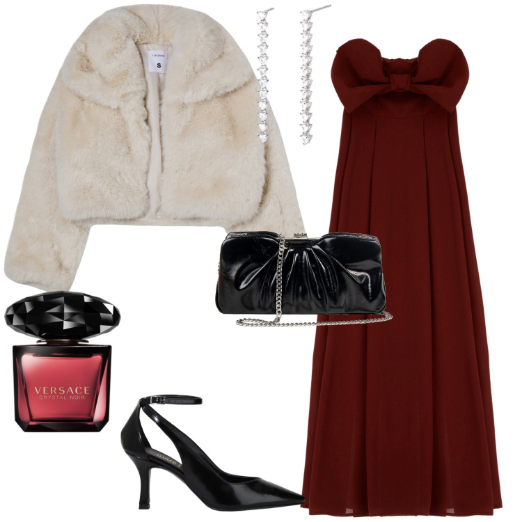 Outfit donna - Total look #2017779. Stile Bon Ton per Serata fuori. Abbinamento con profumi, blazer, orecchini, pochette, vestiti lunghi, décolleté.