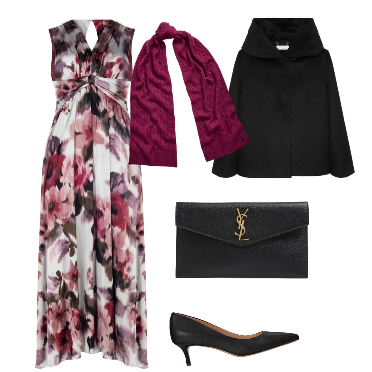 Outfit donna - A cena fuori. per Serata fuori. Abbinamento con vestiti lunghi, décolleté, sciarpe, cappe, pochette.
