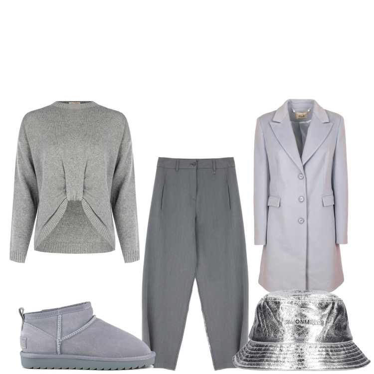 Outfit donna - In città. Stile Basic per Tutti i giorni. Abbinamento con maglieria, cappotti, pantaloni, stivali, cappelli.