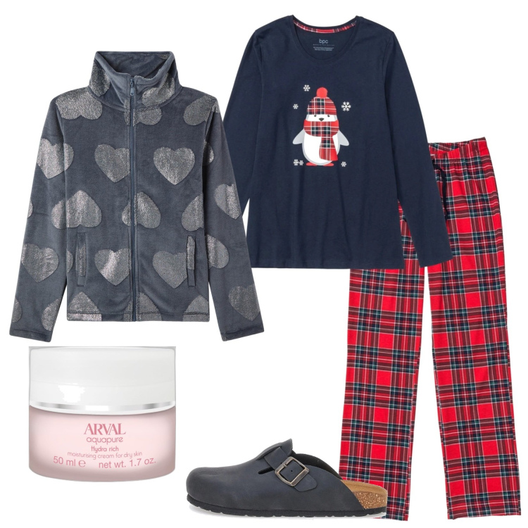 Outfit donna - Waiting for Santa Claus .... Stile Basic per Tutti i giorni. Abbinamento con pigiama, primer, felpe, ciabatte.