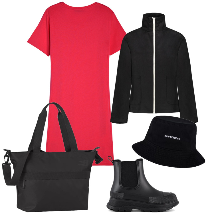 Outfit donna - Basta un abito rosso. Stile Urban per Ufficio. Abbinamento con borse tote, cappelli, vestiti, blazer, stivali.
