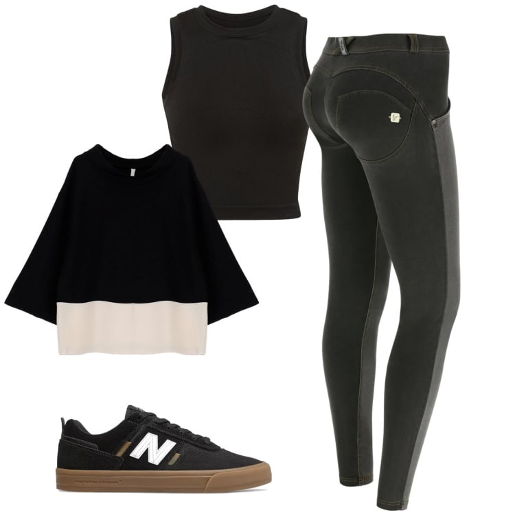 Outfit donna - Sporty. Stile Casual per Sport. Abbinamento con felpe, sneakers, pantaloni, canottiere.
