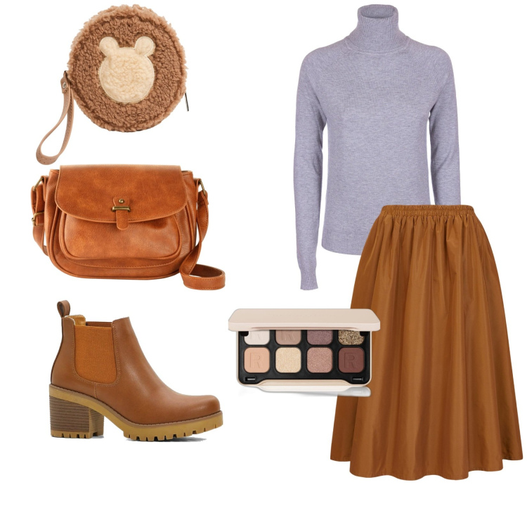 Outfit donna - Total look #2018067. Stile Basic per Tutti i giorni. Abbinamento con stivaletti chelsea, borse a tracolla, ombretti, portafogli, maglieria, gonne lunghe.