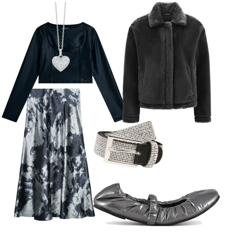 Outfit donna - Principessa semplice con le ballerine. per Serata fuori. Abbinamento con collane, cappotti, maglieria, ballerine, gonne longuette, cinture.