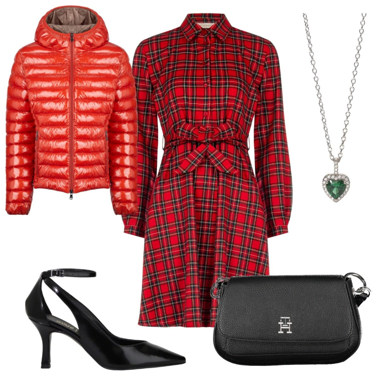 Outfit donna - Total look #2018167. Stile Trendy per Tutti i giorni. Abbinamento con ciondoli, vestiti chemisier, décolleté, blazer, borse a tracolla.