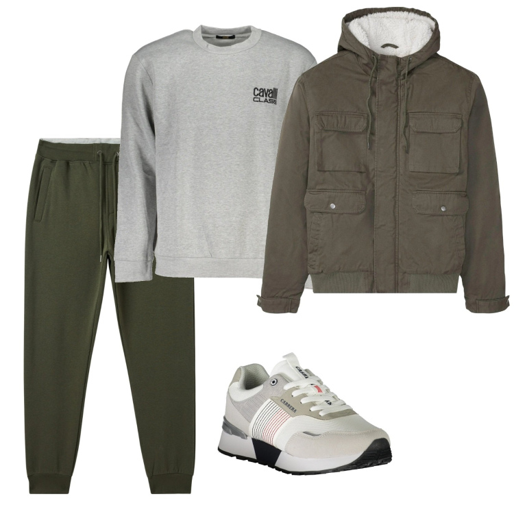 Outfit uomo - Total look #2018211. Stile Casual per Tutti i giorni. Abbinamento con piumini, pantaloni, sneakers, felpe.