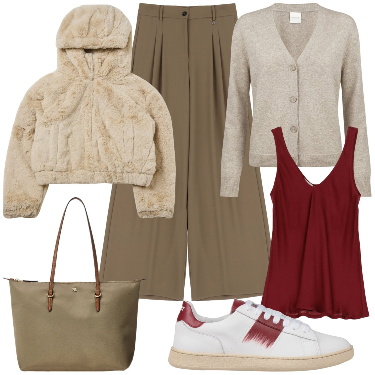 Outfit donna - Per tutti i giorni. Stile Casual per Tutti i giorni. Abbinamento con sneakers, felpe con cappuccio, pantaloni, top, borse tote, cardigans.