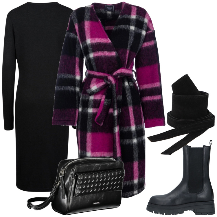 Outfit donna - Everyday style. Stile Casual chic per Tutti i giorni. Abbinamento con stivaletti, cinture, cappotti, vestiti midi/longuette, borse a tracolla.