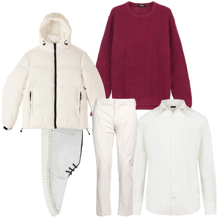 Outfit uomo - Mi piaccio così. Stile Casual per Tutti i giorni. Abbinamento con pantaloni, stivali e stivaletti, piumini, maglieria, camicie.