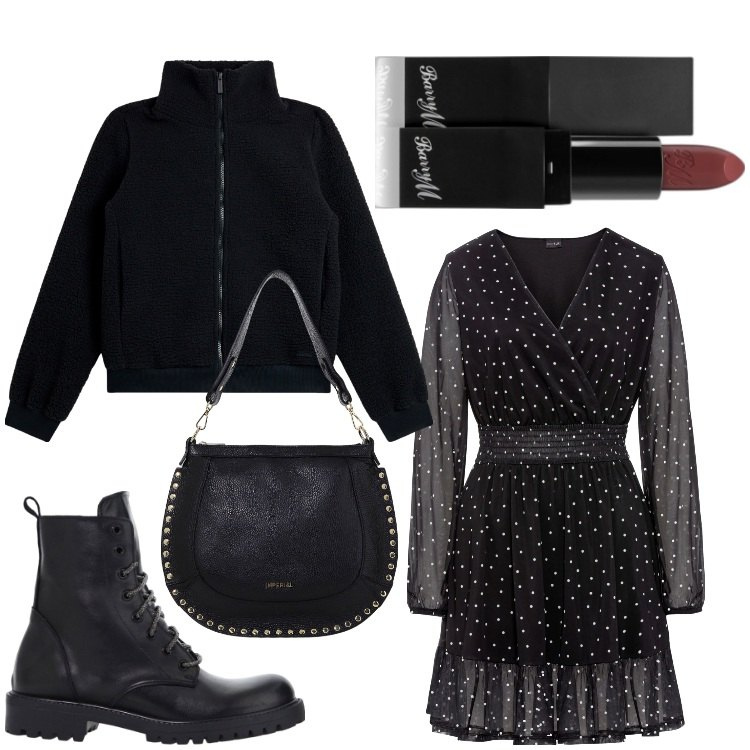 Outfit donna - Un vestito leggero in inverno. Stile Casual chic per Ufficio. Abbinamento con vestiti corti, rossetti, stivaletti, borse a spalla, blazer.