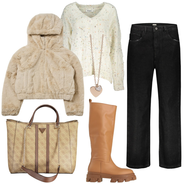 Outfit donna - Gli stivali con la suola chunky. Stile Trendy per Tutti i giorni. Abbinamento con stivali, ciondoli, jeans, borse a spalla, maglieria, felpe con cappuccio.