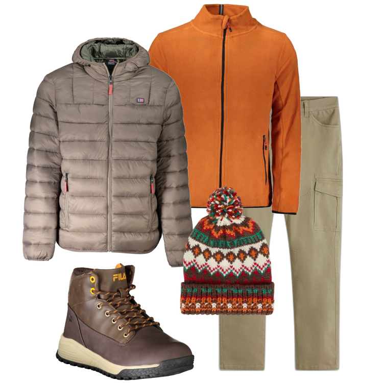 Outfit uomo - Outdoor urbano. Stile Urban per Tutti i giorni. Abbinamento con pantaloni cargo, berretti, felpe, stivali, giacche.