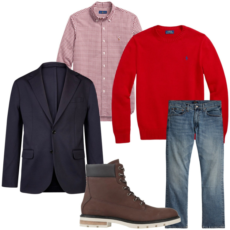 Outfit uomo - Trendy. Stile Trendy per Ufficio. Abbinamento con stivali e stivaletti, jeans dritti, maglieria, camicie, giacche.