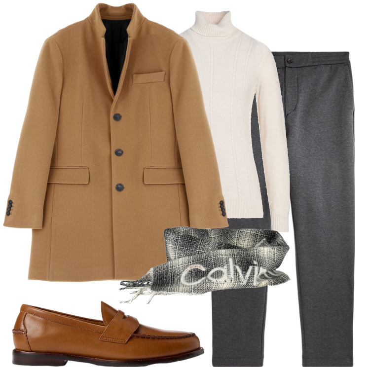 Outfit uomo - City. Stile Business/Elegante per Tutti i giorni. Abbinamento con maglieria, cappotti, scarpe stringate, pantaloni, sciarpe.
