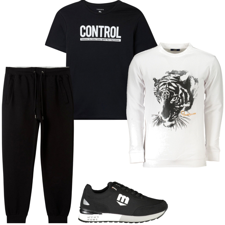 Outfit uomo - Total look #2018620. Stile Casual per Tutti i giorni. Abbinamento con t-shirt, pantaloni, sneakers, felpe.