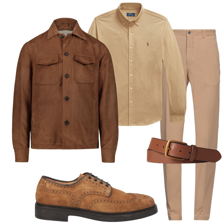 Outfit uomo - Casual chic. Stile Casual per Serata speciale. Abbinamento con pantaloni chino, scarpe stringate, cinture, camicie, giacche.
