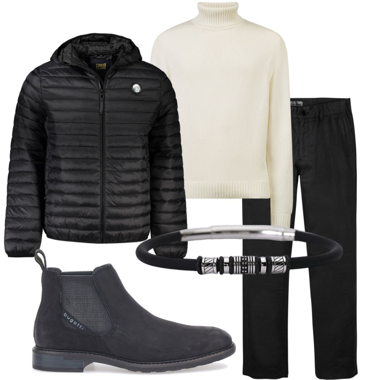 Outfit uomo - In città. Stile Urban per Tutti i giorni. Abbinamento con pantaloni, braccialetti, stivali e stivaletti, giacche, maglieria.