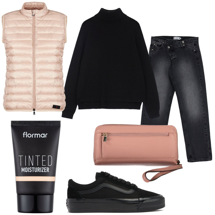 Outfit donna - Idratante e colorante. Stile Urban per Tutti i giorni. Abbinamento con fondotinta, jeans, maglieria, piumini, sneakers, portafogli.