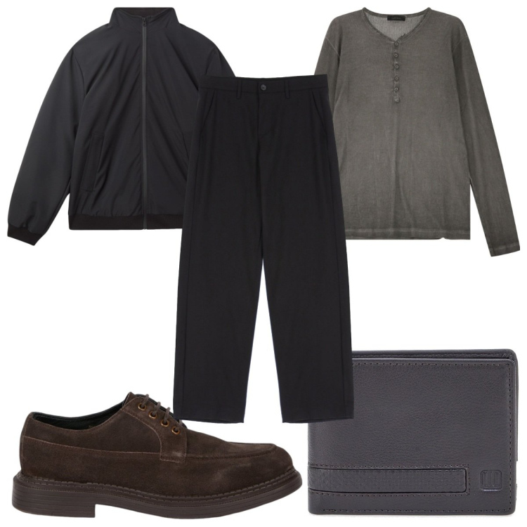 Outfit uomo - Total look #2018779. Stile Casual per Tutti i giorni. Abbinamento con giacche, pantaloni, t-shirt, portafogli, scarpe stringate.