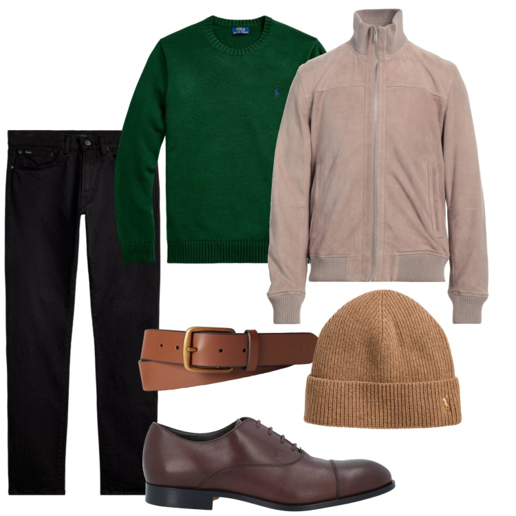 Outfit uomo - Un pull smeraldo. Stile Casual per Tutti i giorni. Abbinamento con giacche, scarpe stringate, cinture, jeans, maglieria, berretti.