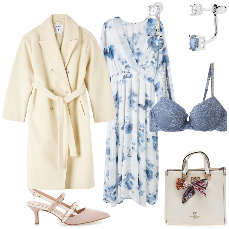 Outfit donna - Total look. Stile Bon Ton per Cerimonia. Abbinamento con vestiti lunghi, cappotti, reggiseni a balconcino, orecchini, décolleté, borse a mano.