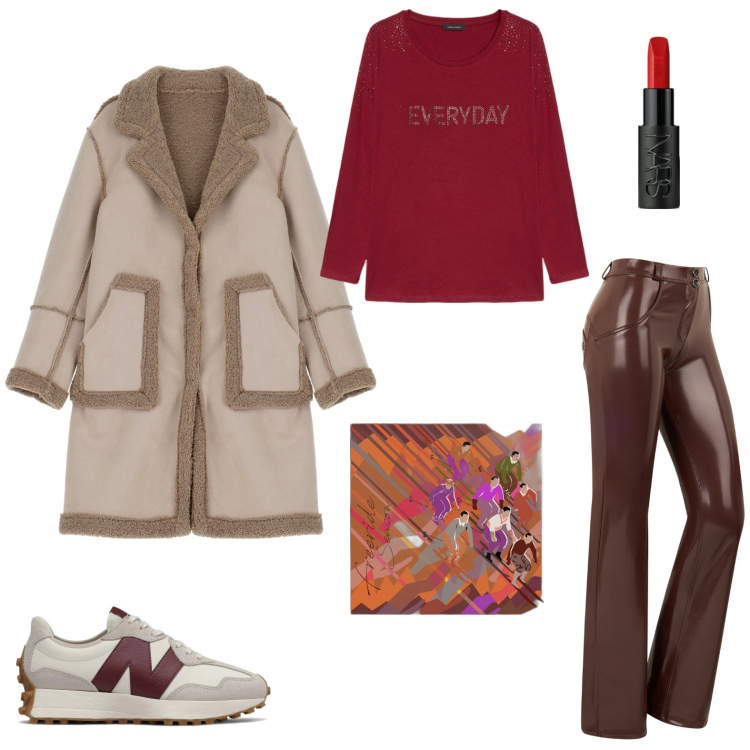 Outfit donna - Total look #2019069. Stile Sporty chic per Tutti i giorni. Abbinamento con rossetti, sneakers, cappotti, pantaloni, foulard, t-shirt.