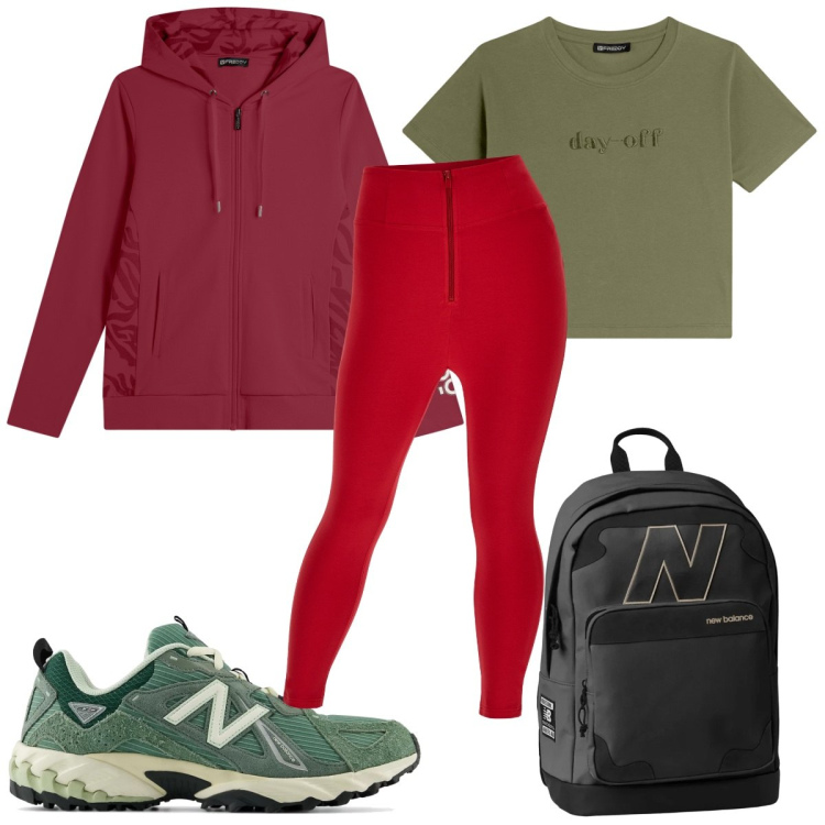 Outfit donna - Natale non convenzione: natale sportivo. Stile Trendy per Sport. Abbinamento con sneakers, zaini, felpe con cappuccio, pantaloni skinny, t-shirt.